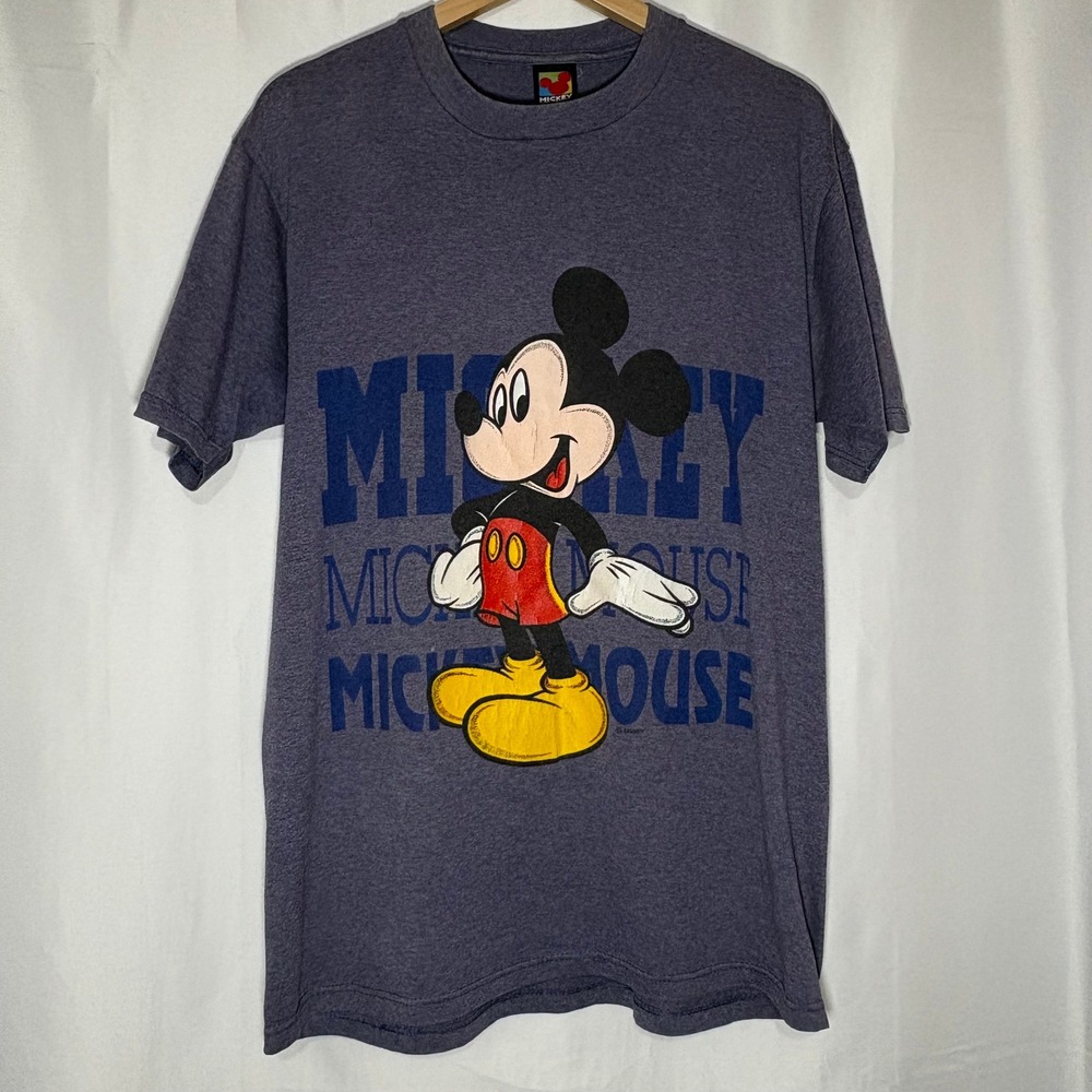 Vintage 90s Mickey Unlimited Disney T-Shirt‎ Large Blue Made in USA Mickey Mouse